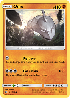 Pokemon Card Cosmic Eclipse 105/236 Onix Common