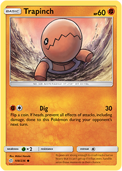 Pokemon Card Cosmic Eclipse 108/236 Trapinch Common