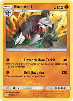 <transcy>Pokemon Card Cosmic Eclipse 115/236 Excadrill Holo Sjælden</transcy>