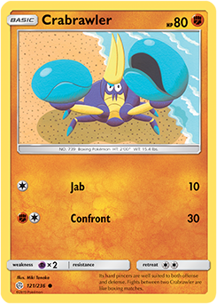 Pokemon Card Cosmic Eclipse 121/236 Crabrawler Common