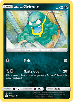 Pokemon Card Cosmic Eclipse 130/236 Alolan Grimer Common