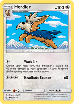 Pokemon Card Cosmic Eclipse 175/236 Herdier Uncommon