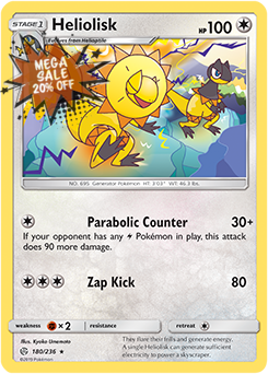 <transcy>Pokemon Card Cosmic Eclipse 180/236 Heliolisk Sjælden</transcy>