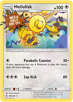 Pokemon Card Cosmic Eclipse 180/236 Heliolisk Rare