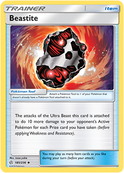 Pokemon Card Cosmic Eclipse 185/236 Beastite Item Uncommon