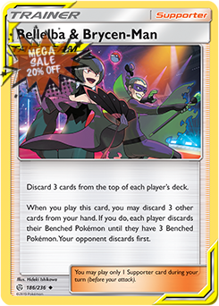 Pokemon Card Cosmic Eclipse 186/236 Bellelba & Brycen-Man Supporter Uncommon