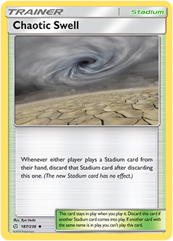 Pokemon Card Cosmic Eclipse 187/236 Chaotic Swell Stadium Uncommon