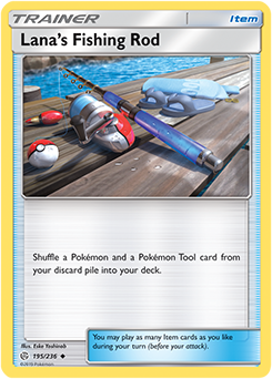 Pokemon Card Cosmic Eclipse 195/236 Lana's Fishing Rod Item Uncommon