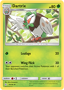 Pokemon Card Cosmic Eclipse 019/236 19/236 Dartrix Uncommon