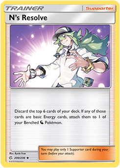 Pokemon Card Cosmic Eclipse 200/236 N's Resolve Supporter Uncommon