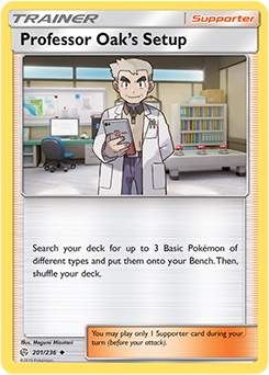 Pokemon Card Cosmic Eclipse 201/236 Professor Oak's Setup Supporter Uncommon