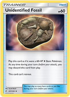 Pokemon Card Cosmic Eclipse 207/236 Unidentified Fossil Item Uncommon