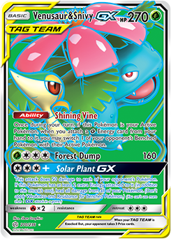 Pokemon Card Cosmic Eclipse 210/236 Venusaur & Snivy Tag Team GX Full Art