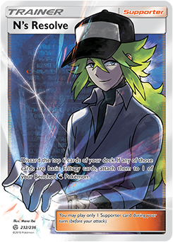 Pokemon Card Cosmic Eclipse 232/236 N's Resolve Supporter Full Art