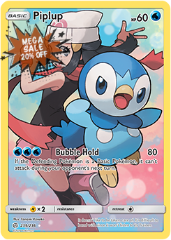 Pokemon Card Cosmic Eclipse 239/236 Piplup Secret Rare