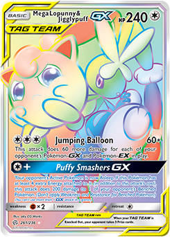 Pokemon Card Cosmic Eclipse 261/236 Mega Lopunny & Jigglypuff Tag Team GX Hyper Rare