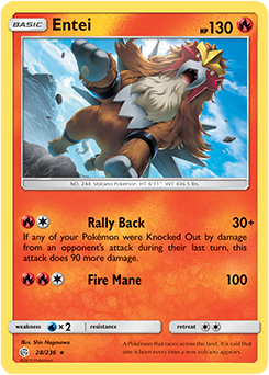 <transcy>Pokemon Card Cosmic Eclipse 028/236 28/236 Entei Sjælden</transcy>