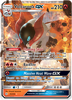 <transcy>Pokemon Card Cosmic Eclipse 035/236 35/236 Volcarona GX Ultra Sjælden</transcy>