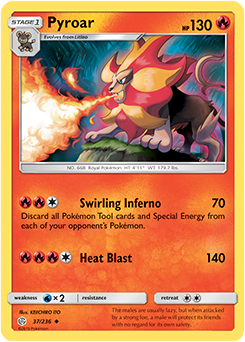 <transcy>Pokemon Card Cosmic Eclipse 037/236 37/236 Pyroar Ikke almindelig</transcy>