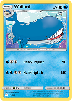 <transcy>Pokemon Card Cosmic Eclipse 046/236 46/236 Wailord Sjælden</transcy>