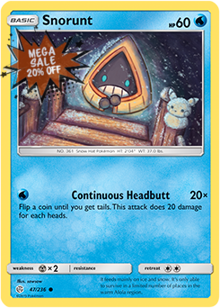 <transcy>Pokemon Card Cosmic Eclipse 047/236 47/236 Snorunt Common</transcy>