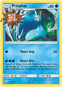 <transcy>Pokemon Card Cosmic Eclipse 055/236 55/236 Prinplup Ikke almindelig</transcy>