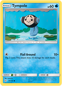<transcy>Pokemon Card Cosmic Eclipse 058/236 58/236 Tympole Common</transcy>