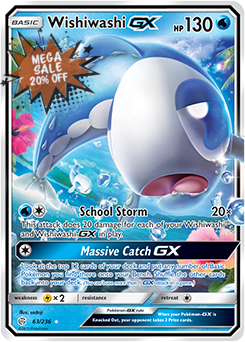 <transcy>Pokemon Card Cosmic Eclipse 063/236 63/236 Wishiwashi GX Ultra Sjælden</transcy>