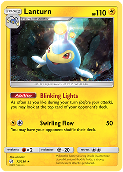 <transcy>Pokemon Card Cosmic Eclipse 072/236 72/236 Lanturn Sjælden</transcy>