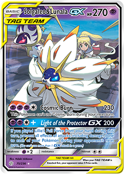 <transcy>Pokemon Card Cosmic Eclipse 075/236 75/236 Solgaleo &amp; Lunala Tag Team GX Ultra Sjælden</transcy>