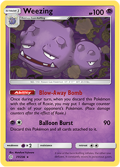 <transcy>Pokemon Card Cosmic Eclipse 077/236 77/236 Weezing Sjælden</transcy>
