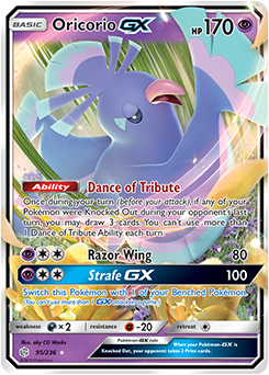 <transcy>Pokemon Card Cosmic Eclipse 095/236 95/236 Oricorio GX Ultra Sjælden</transcy>
