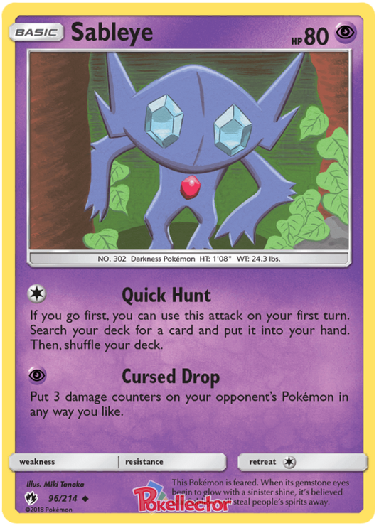 Pokemon Card Lost Thunder 96/214 096/214 Sableye Uncommon *MINT*