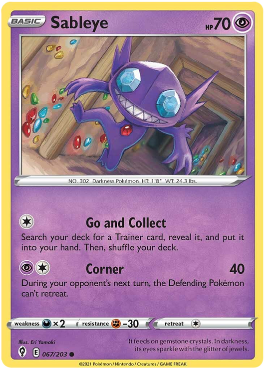 Pokemon Card Evolving Skies 67/203 067/203 Sableye Common