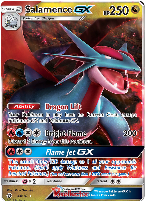 <transcy>口袋妖怪卡片龙陛下 44/070 044/070 Salamence GX 超稀有</transcy>