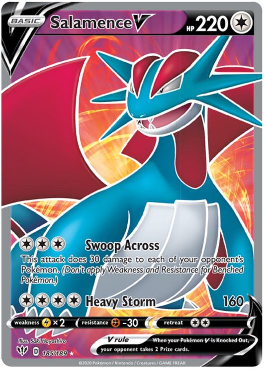 (S) Pokemon Card Darkness Ablaze 185/189 185/189 Salamence V Full Art *M*