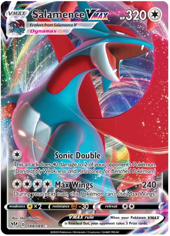 <transcy>Pokemon Card Darkness Alaze 144/189 144/189 Salamence VMAX Ultra Rare</transcy>