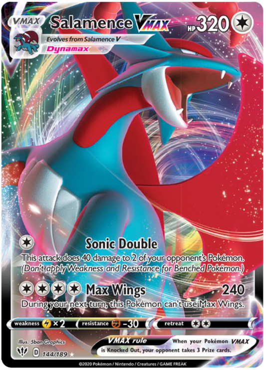 <transcy>Pokemon Card Darkness Ablaze 144/189 144/189 Salamence VMAX Ultra Rare</transcy>