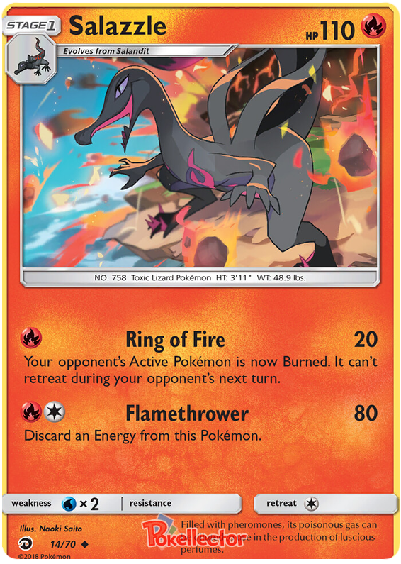 <transcy>Pokemon Card Dragon Majesty 14/070 014/070 Salazzle Ikke almindelig</transcy>