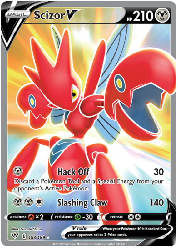 (S) Pokemon Card Darkness Ablaze 183/189 183/189 Scizor V Full Art *M*