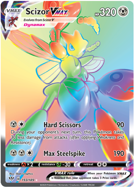 <transcy>Pokemon Card Darkness Alaze 193/189 193/189 Scizor VMAX Secret Rare</transcy>