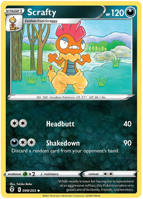 Pokemon Card Evolving Skies 99/203 099/203 Scrafty Uncommon