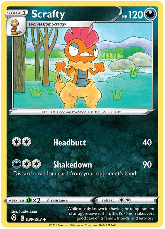 Pokemon Card Evolving Skies 99/203 099/203 Scrafty Uncommon