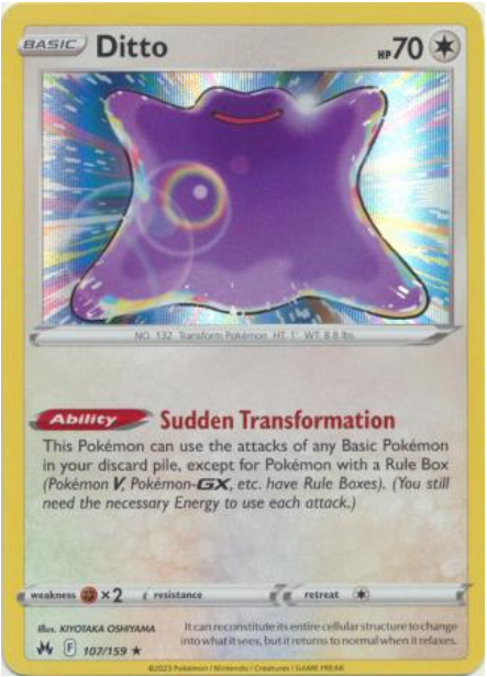 Pokemon Card Crown Zenith 107/159 Ditto Holo Rare *MINT*