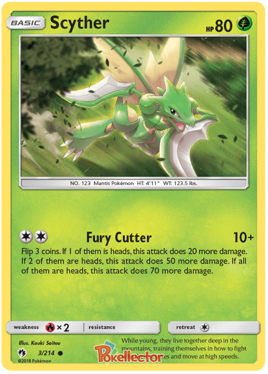 Pokemon Card Lost Thunder 3/214 003/214 Scyther Common *MINT*