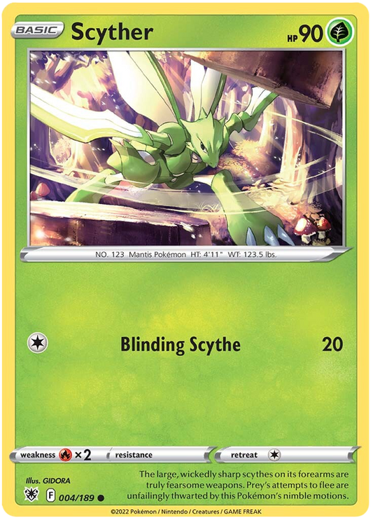 Pokemon Card Astral Radiance 4/189 004/189 Scyther Common