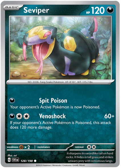 Pokemon Card Scarlet & Violet 128/198 Seviper Common *MINT*