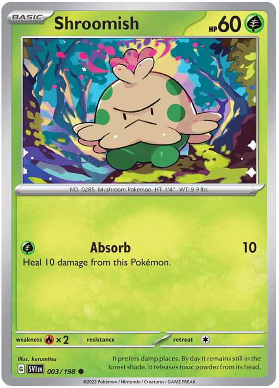 Pokemon Card Scarlet & Violet 003/198 3/198 Shroomish Common *MINT*