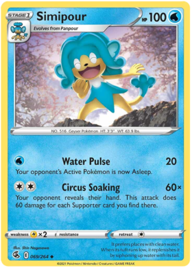 Pokemon Card Fusion Strike 069/264 69/264 Simipour Uncommon