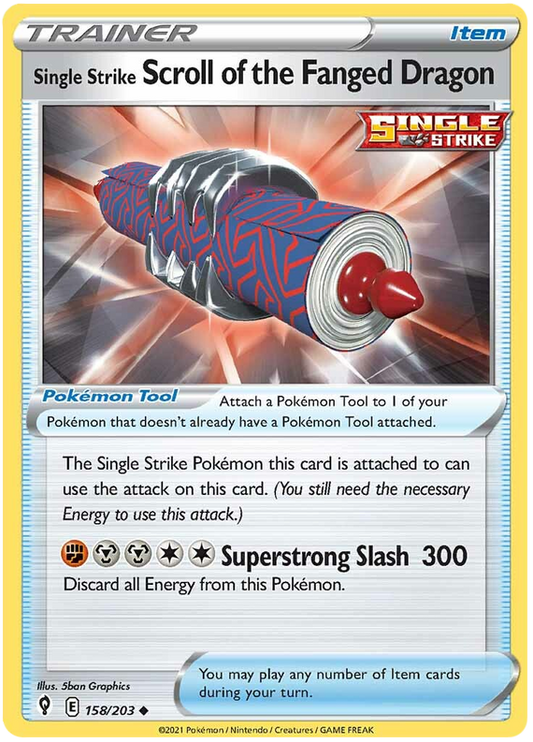 Pokemon Card Evolving Skies 158/203 158/203 Single Strike Scroll of the Fanged Dragon Item Uncommon